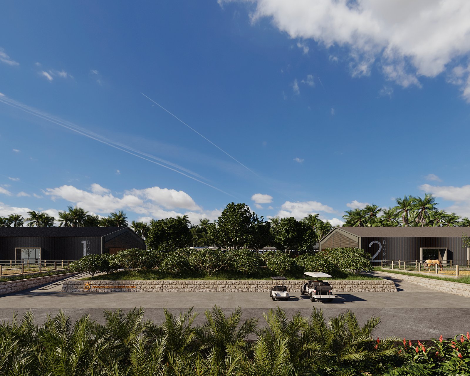 Project 41 image 11 Exteriors Commercial UrbanPlanning Stables Horses Buildings Architectural Visualization
